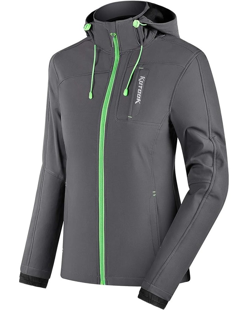 Thermal Fleece Women's Softshell Jacket Windproof Hiking Running Jacket with Hood for Outdoor Sports Grey-green $39.74 Jackets